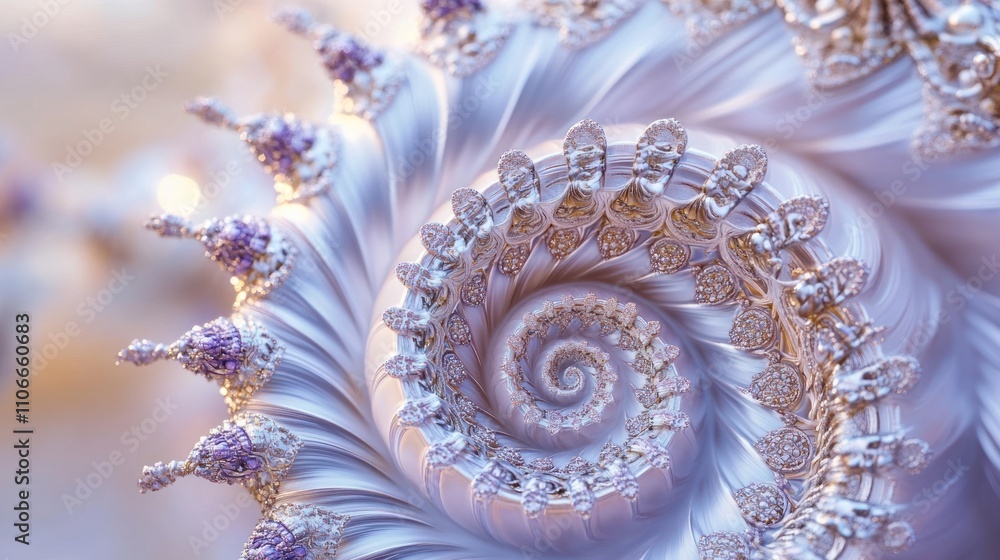 Poster a mesmerizing spiral pattern resembling a seashell, showcasing intricate details and textures.