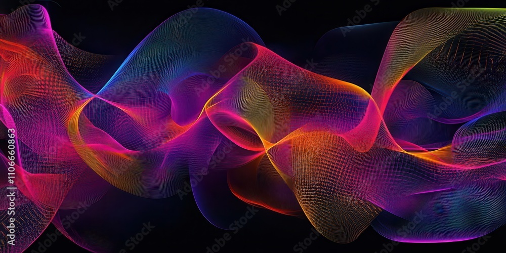 Aufkleber a colorful, abstract, and dynamic line of pixels that appears to be a wave