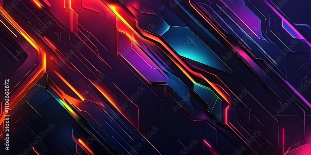 Poster a colorful, abstract image of a computer chip