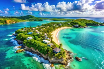 Antigua Long Bay Drone Panorama, Devil's Bridge, Verandah Resort