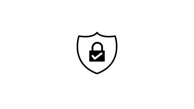 Protection sign shield with padlock icon. security concept logotype icon animation.
