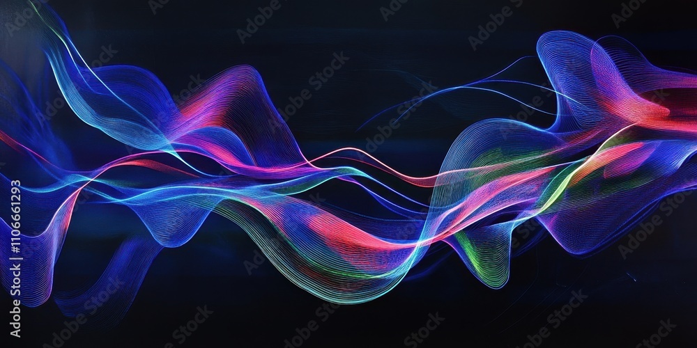 Poster a colorful wave of light is displayed on a black background