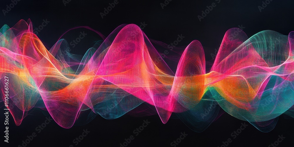 Poster a colorful wave of light that is pulsing and moving