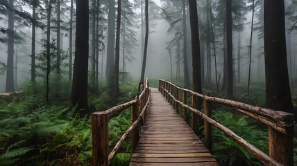 wooden bridge in the forest