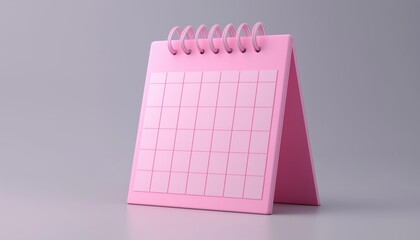 Pink 3d Calendar With Flipping Pages And Rings On Gray Background: Daily Schedule Planner Render For Calendar Events And Work Planning.