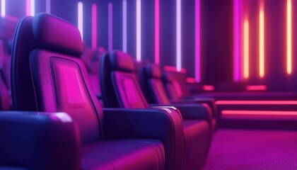 Obraz premium 3d Cinema Movie Seat With Theater Play: Enjoying Movies In Theatre With Notifications. Media Film 3d For Ultimate Entertainment Experience With Ticket Reminders Rendered.