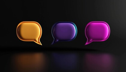 3d Speech Bubbles Symbolizing Social Media Interaction: Comments, Mentions, And Replies With Shadow Rendering For A Dynamic Effect.