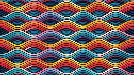 Geometric Wave Seamless Pattern - Monochrome Texture