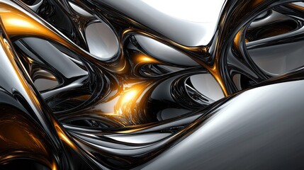 Abstract Metallic Sculptures in Chrome and Gold