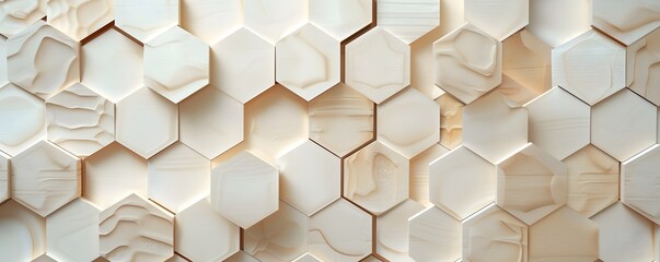Abstract Hexagonal Pattern White Wooden Background