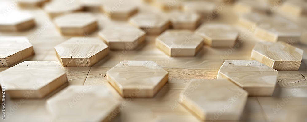 Poster wooden hexagon blocks abstract pattern design