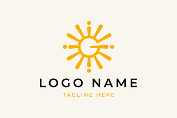 Letter g  sun shine geometric logo design