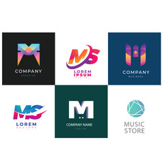 Letter alphabet logo m design Corporate business brand company abstract logo design collection
