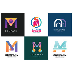Letter alphabet logo m design Corporate business brand company abstract logo design collection
