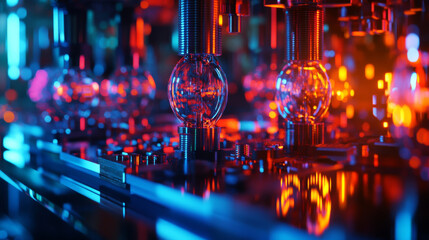 Quantum computing in a biotech research lab, accelerating molecular simulations for faster discoveries
