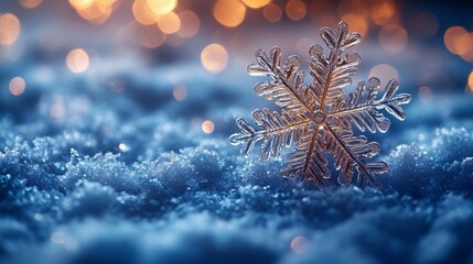 Enchanting Beauty of a Snowflake in Winter Wonderland