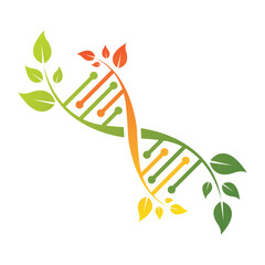 DNA Helix And Leaf Logo Design