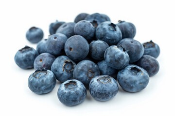 Pile of Fresh Blueberries Isolated on a White Background.