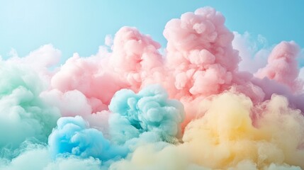 Fluffy pastel and colorful clouds cotton candy