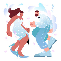 Man and woman dancing at holiday party