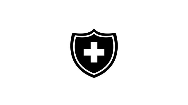 Medical Protection sign shield with padlock icon. security concept logotype icon animation.