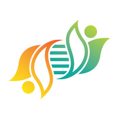 DNA Helix And Leaf Logo Design