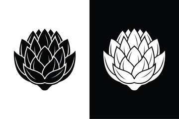 Black and White Artichoke Icon. Perfect for Vegetables Concept Designs