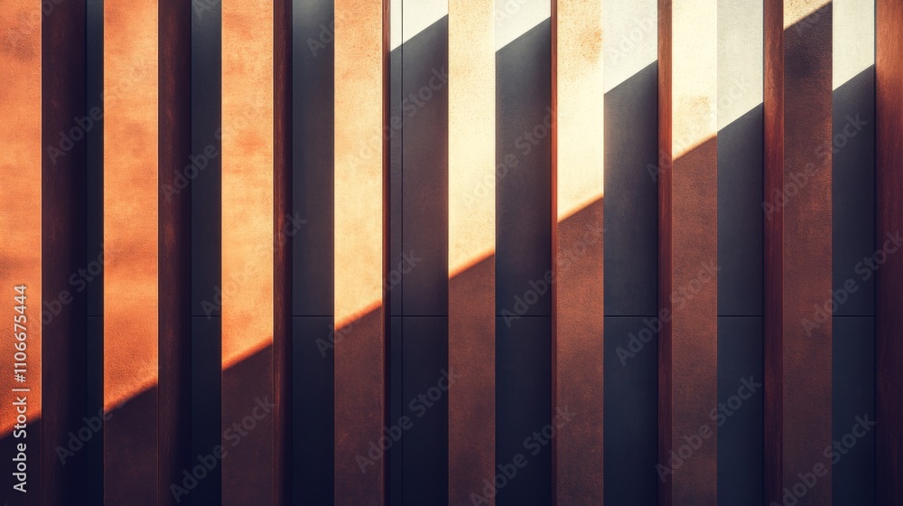 Leinwandbilder Abstract Architecture with Vertical Lines and Dynamic Shadows