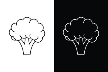 Black and White Broccoli Line Icon. Simple and Elegant Vector Style