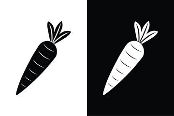 Fresh Carrot Vector Illustration. Iconic Silhouettes for Meals