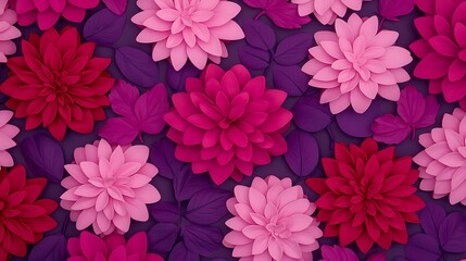 Vibrant floral patterns in colorful paper art for an abstract indoor nature setting