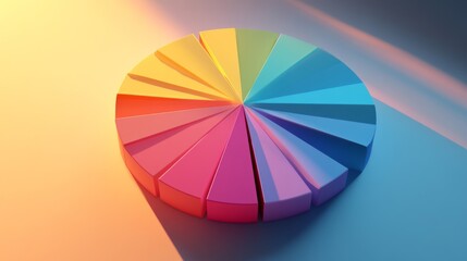Fototapeta premium Colorful Pie Chart Representation in Soft Light Background