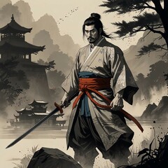 Fototapeta premium samurai in kimono