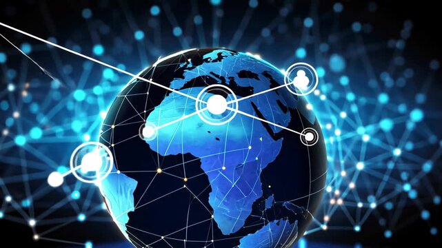 Exploring global connectivity through technology and data visualization in a vibrant digital world