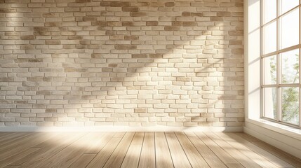 Minimalist Block stone brick wall empty room interior blank background backdrop with window light shadows for online zoom presentations webinars and virtual meetings teams video call desktop wallpaper
