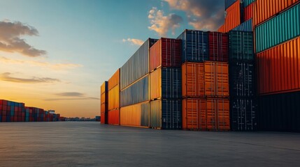 Fototapeta premium Modern Trade and Consumer Goods in Shipping Containers