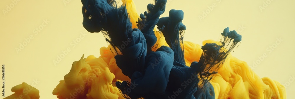 Poster abstract colorful ink swirling in water, creating a dynamic and artistic visual effect.