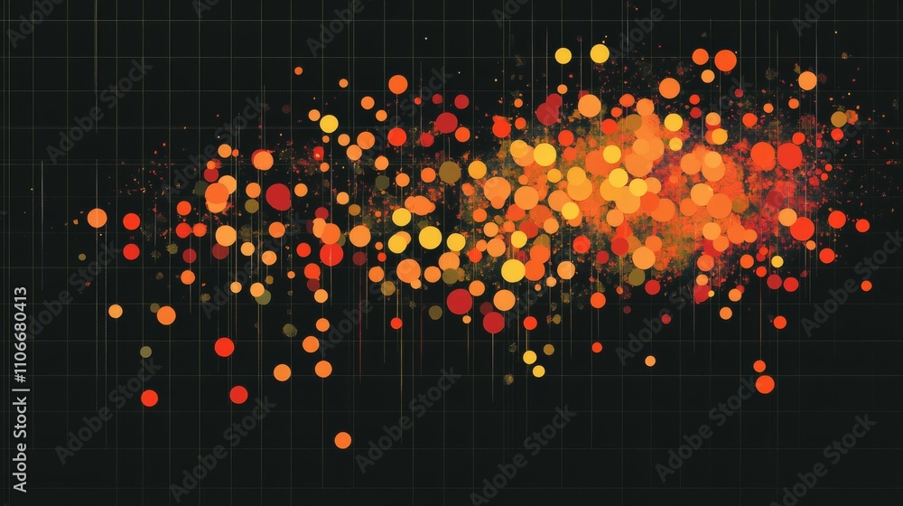 Poster vibrant abstract background with circles and colorful particles