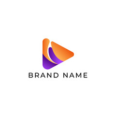 ILLUSTRATION TRIANGLE SIMPLE  GRADIENT PURPLE ORANGE COLOR TECH LOGO ICON MODERN SIMPLE TEMPLATE ELEMENT DESIGN VECTOR