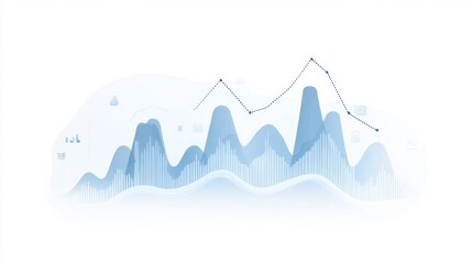 Fototapeta premium Abstract Data Visualization with Blue Peaks and Trend Lines