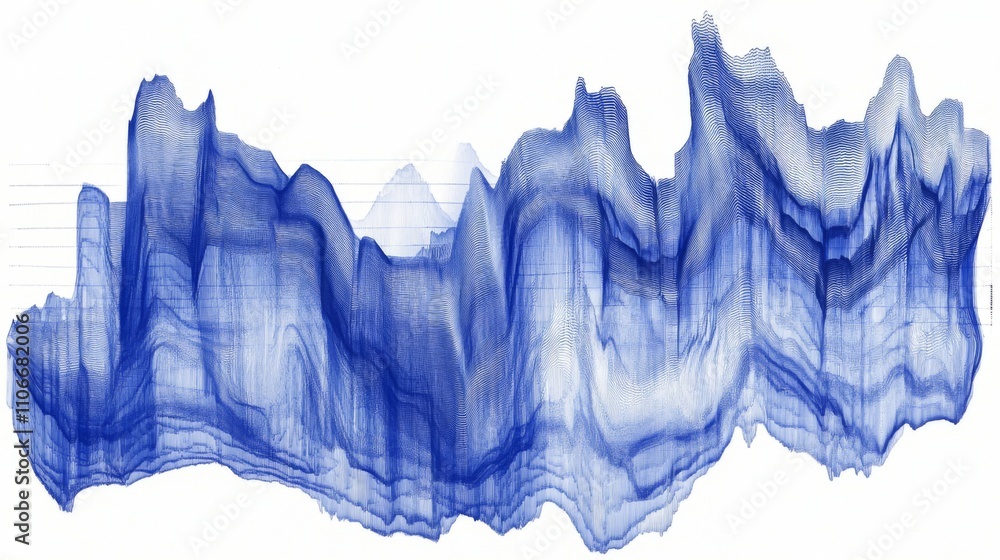 Poster abstract blue waveform visualization with smooth lines and curves