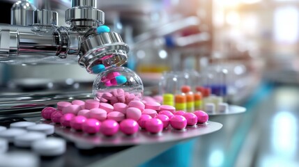 Pharmaceutical production process laboratory scientific image cleanroom close-up medicine development