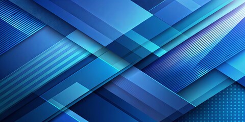 Abstract Blue Geometric Shapes Background Design with Overlapping Layers and Linear Patterns