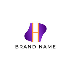 ILLUSTRATION LETTER H GEOMETRIC  LOGO ICON GRADIENT ORANGE PURPLE COLOR TEMPLATE SIMPLE MINIMALIST ELEMENT DESIGN SIMPLE VECTOR GOOD FOR APPS, BRAND 