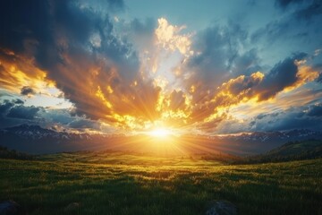 Obraz premium Angel appearing in shepherds' field night sky children's book illustration peaceful landscape soft glow concept