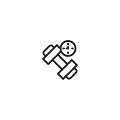 Time for fitness icon, clock with dumbbell, workout in gym, time training, concept sport exercise, thin line symbol on transparent background. Editable icon.
