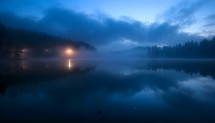 Fototapeta premium Foggy Nature Scenes, Misty Forests, Mountains, Lakes, and Serene Landscapes