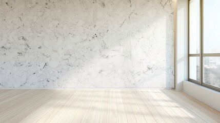 Minimalist light neutral white quartz empty room interior blank wall background backdrop with window light shadows online presentations webinars virtual meetings teams video call desktop wallpaper