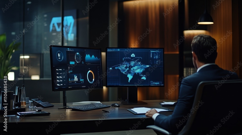 Poster data analysis meeting corporate office digital dashboard overview modern workspace professional pers
