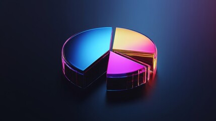 Fototapeta premium Colorful Abstract Pie Chart Representation on Dark Background